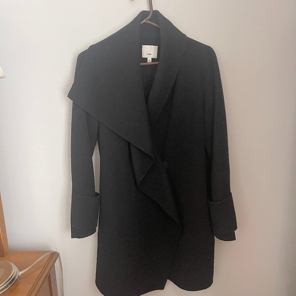 Women's Vince Black Wool Blend Car Coat - Size P